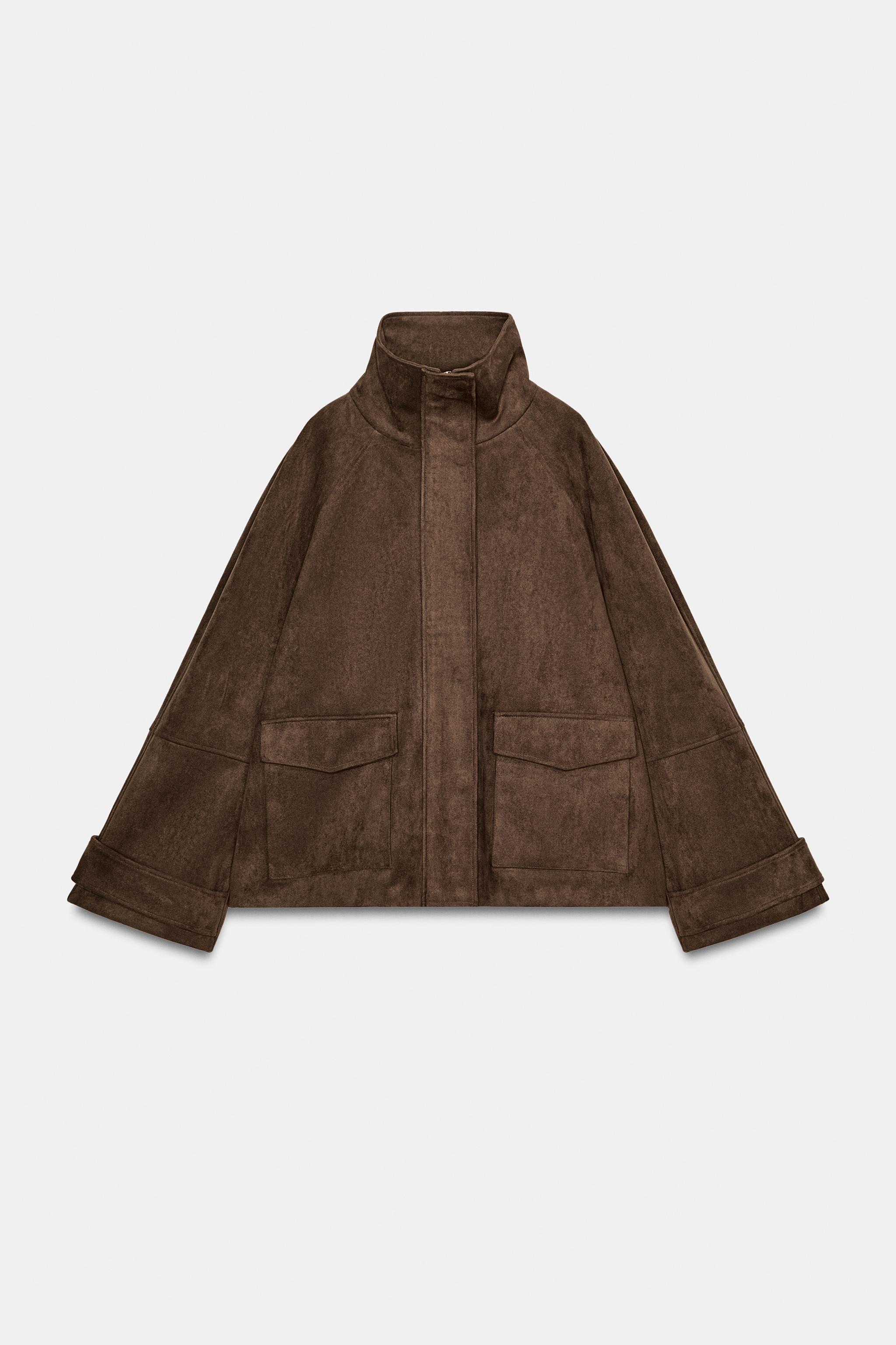 VESTE EFFET DAIM À POCHES